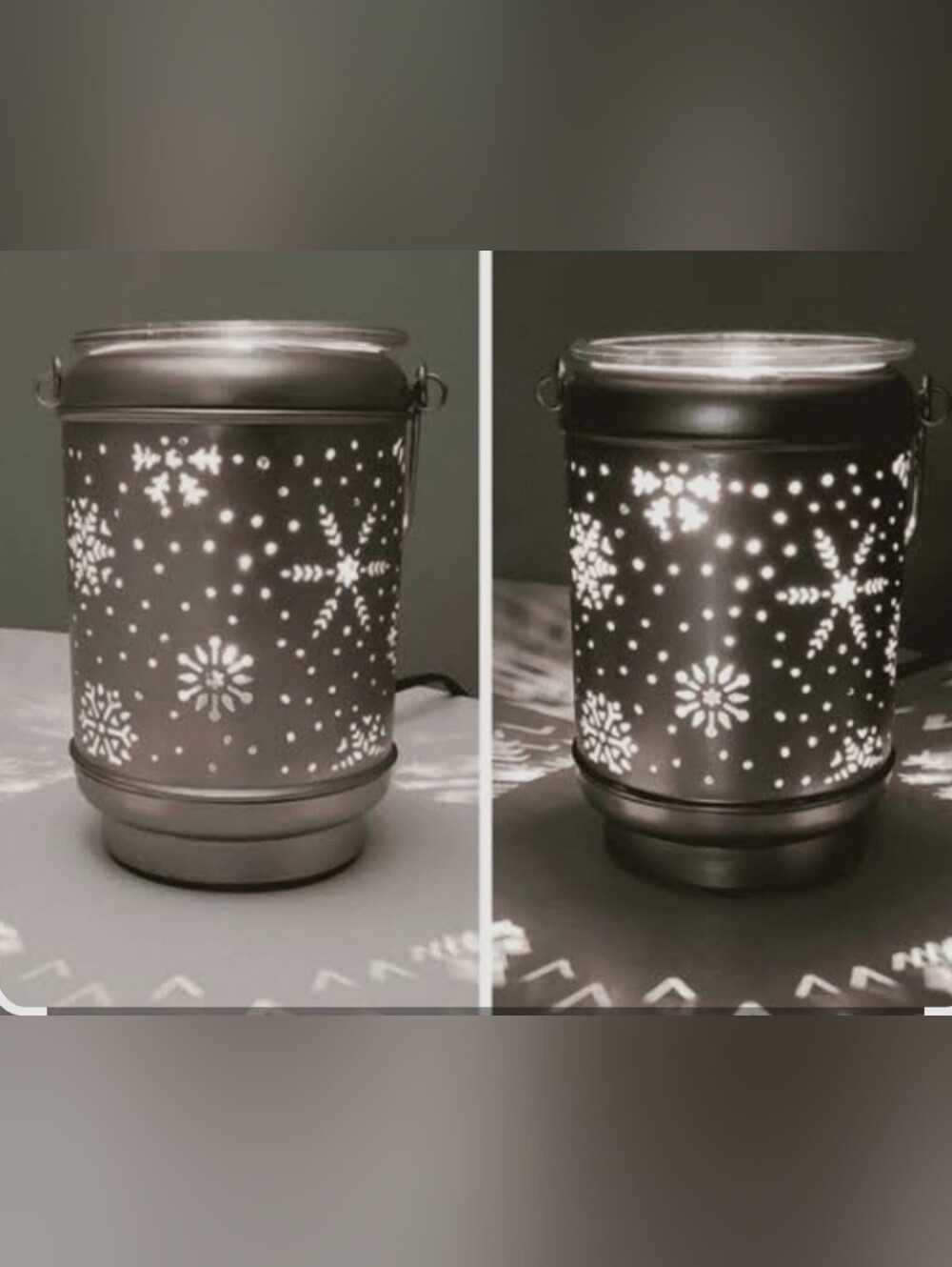 Scentsy RETIRED wax Warmer - "Solitude" full-size  with  Bulb Snowflake design